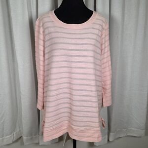 Liberty Lane Pink Striped Textured Knit Top | XL